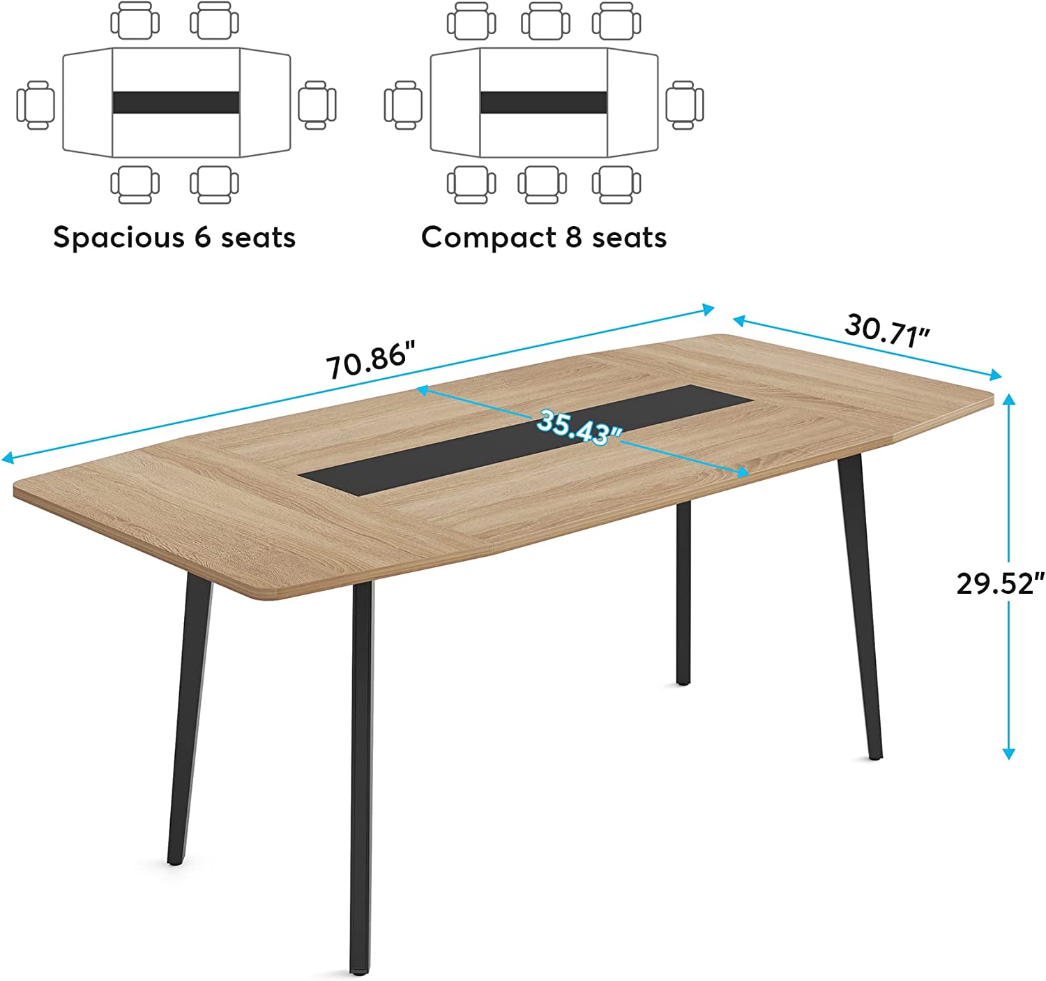 Tribesigns Conference Table, Modern 6FT / 8FT Boat Shaped Meeting Table Tribesigns